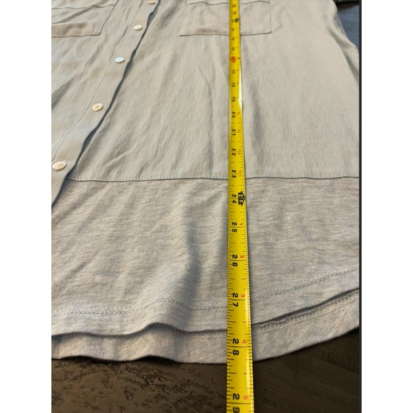 LOFT - Light Blue Mixed Media Button Up Shirt - Sz L - Picture 7 of 9